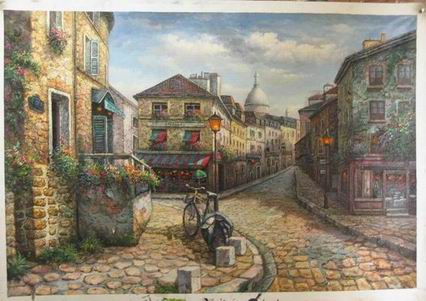 Village oil painting