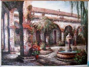 Village oil painting