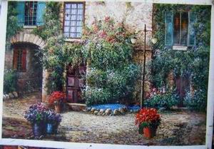 Village oil painting