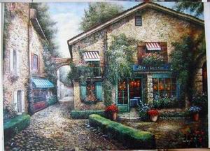 Village oil painting