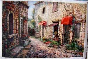 Village oil painting