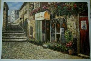 Village oil painting