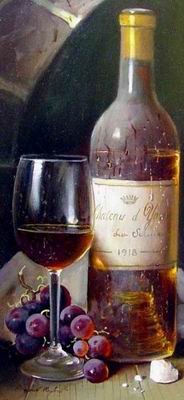 Winebottle oil painting