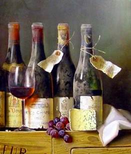 Winebottle oil painting