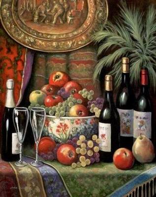 Winebottle oil painting