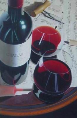 Winebottle oil painting