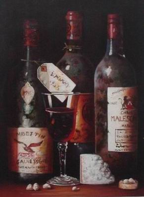 Winebottle oil painting