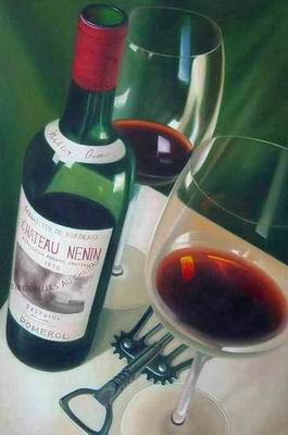 Winebottle oil painting