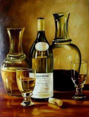 Winebottle oil painting