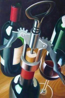 Winebottle oil painting
