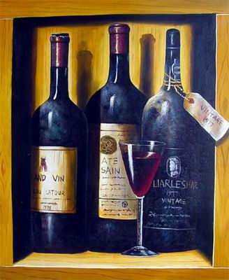 Winebottle oil painting