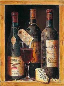 Winebottle oil painting