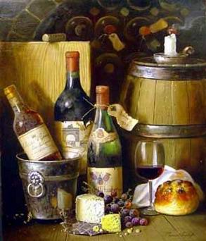 Winebottle oil painting