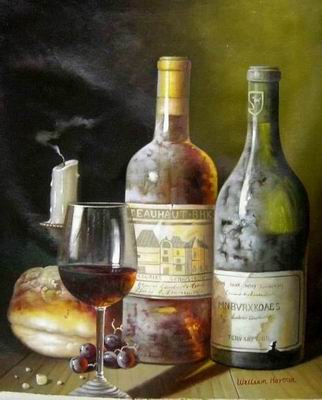 Winebottle oil painting