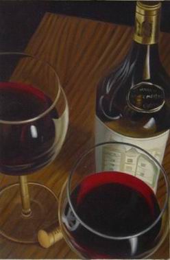 Winebottle oil painting