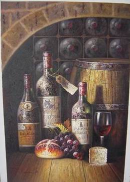 Winebottle oil painting