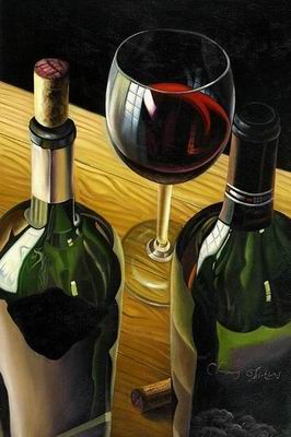 Winebottle oil painting