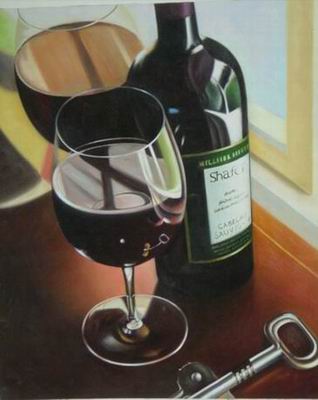 Winebottle oil painting