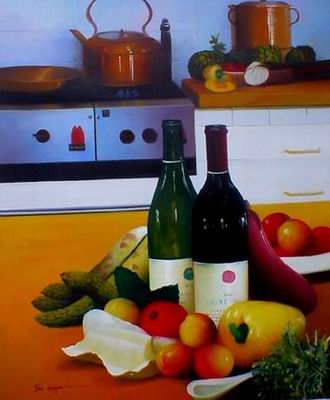 Winebottle oil painting
