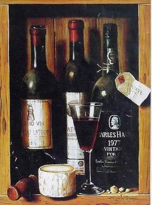 Winebottle oil painting