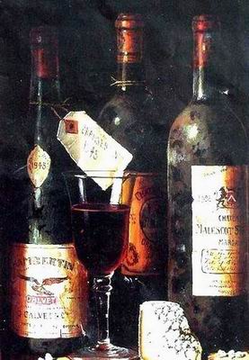 Winebottle oil painting