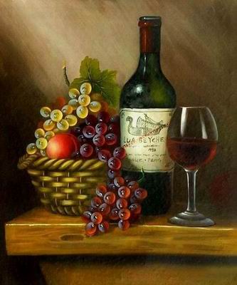 Winebottle oil painting