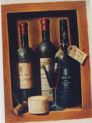 Winebottle oil painting