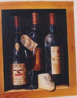 Winebottle oil painting