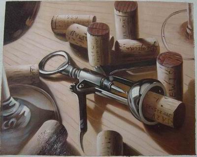 Winebottle oil painting