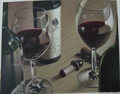 Winebottle oil painting