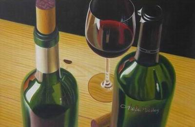 Winebottle oil painting