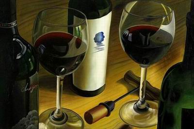 Winebottle oil painting