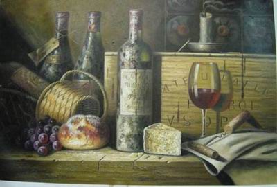Winebottle oil painting