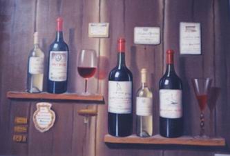 Winebottle oil painting