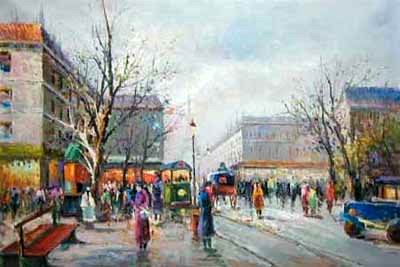 Streetscape oil painting