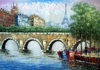 Streetscape oil painting