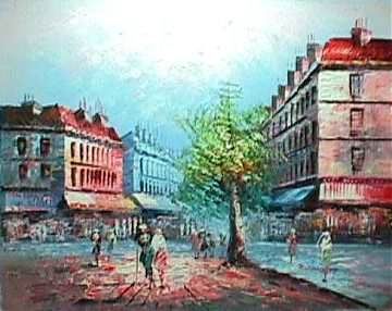 Streetscape oil painting