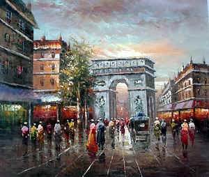 Streetscape oil painting