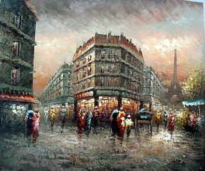 Streetscape oil painting
