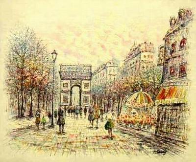 Streetscape oil painting