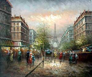 Streetscape oil painting