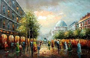 Streetscape oil painting