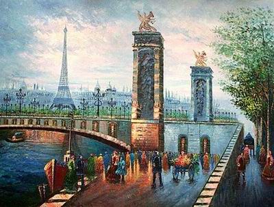 Streetscape oil painting