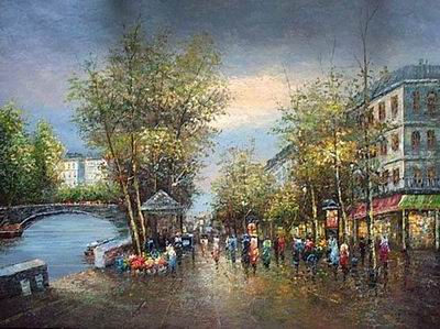 Streetscape oil painting