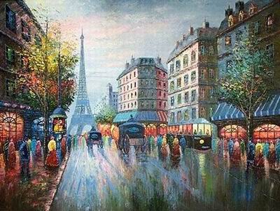 Streetscape oil painting