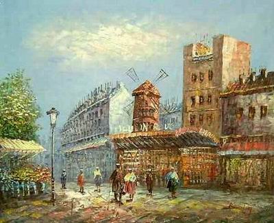 Streetscape oil painting