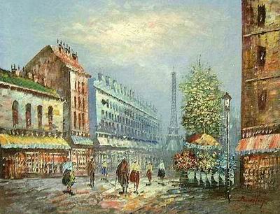 Streetscape oil painting