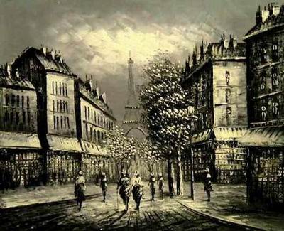 Streetscape oil painting