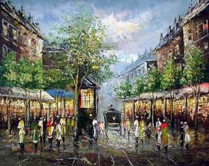 Streetscape oil painting