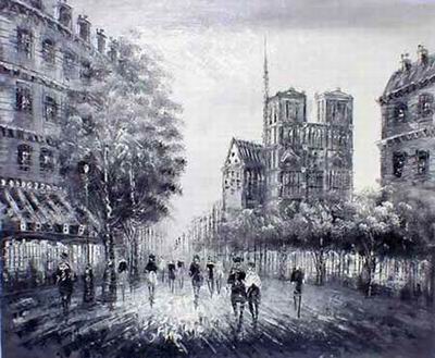 Streetscape oil painting